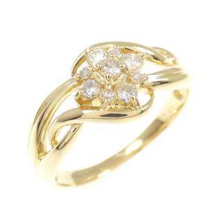 K18YG フラワー ダイヤモンド リング 0.20CT