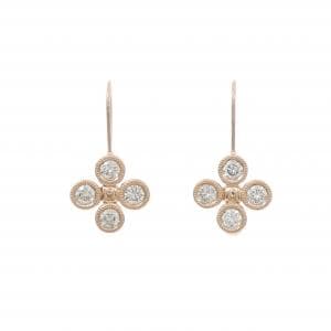 K14PG フラワー ダイヤモンド ピアス 0.97CT