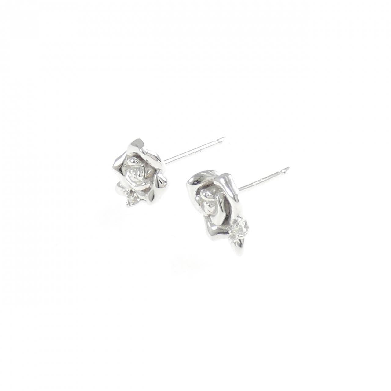 K18WG ローズ ダイヤモンド ピアス 0.02CT