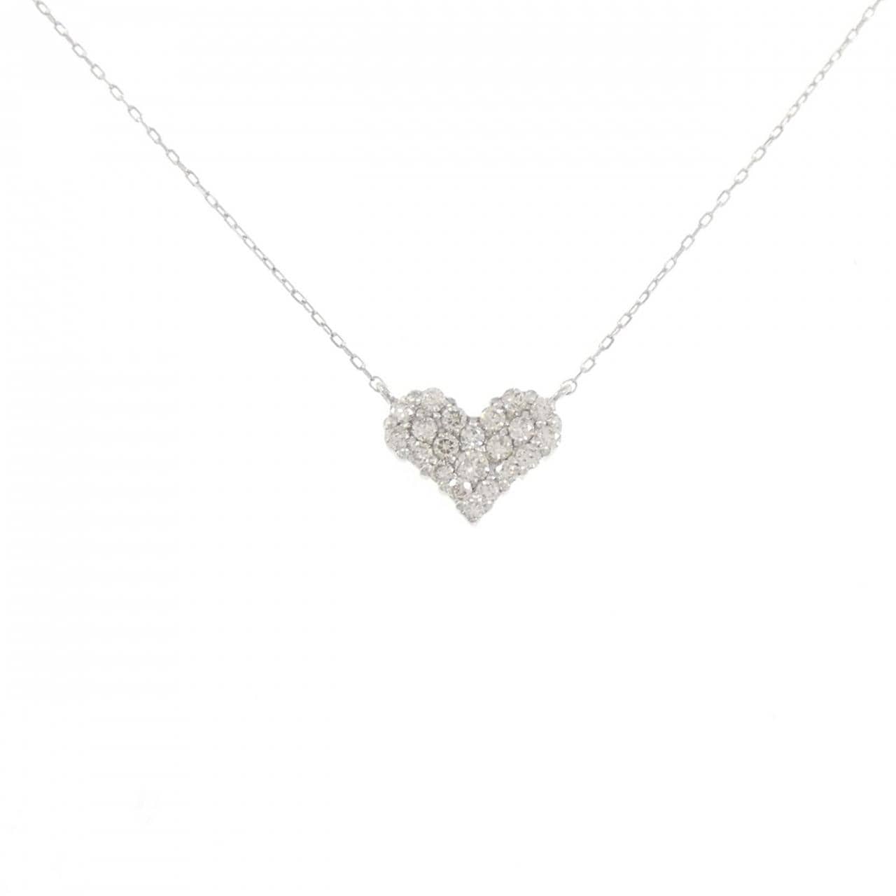 K18WG パヴェ ハート ダイヤモンド ネックレス 0.20CT