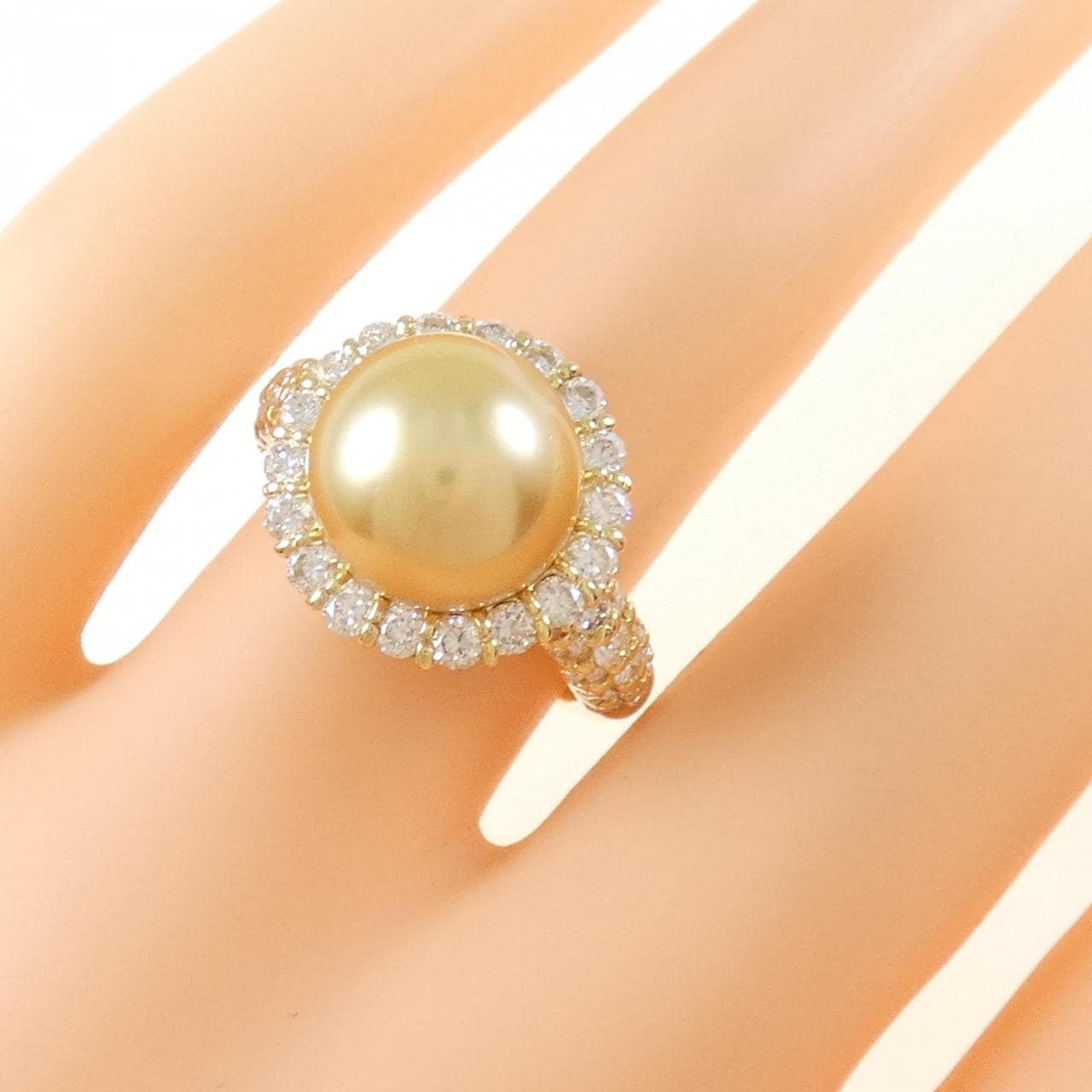 K18YG White Butterfly Pearl ring 10.5mm