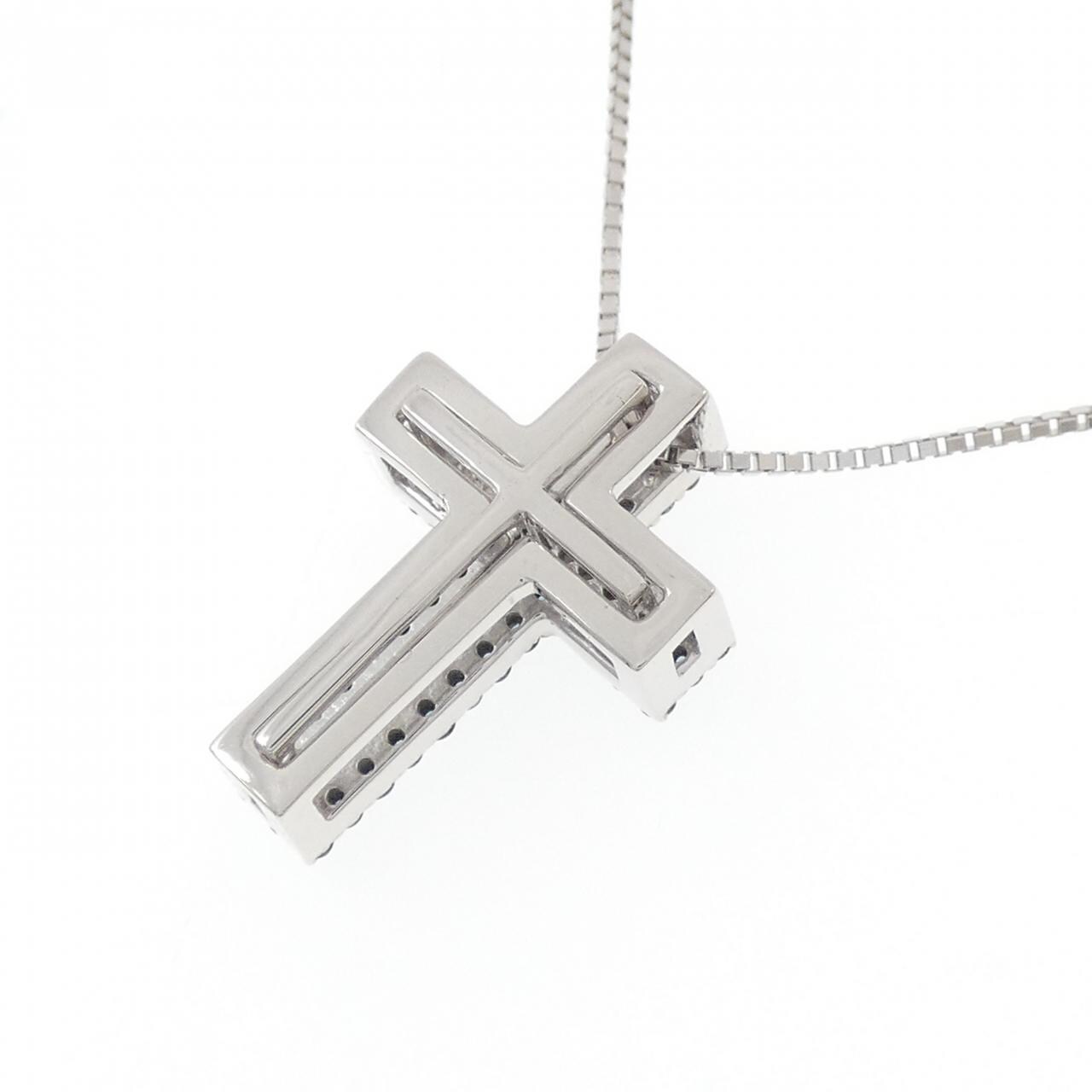 K18WG/K18BG 2WAY クロス ダイヤモンド ネックレス 0.50CT
