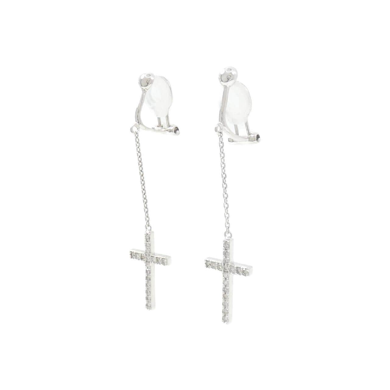 K18WG 十字形鑽石耳夹0.40克拉