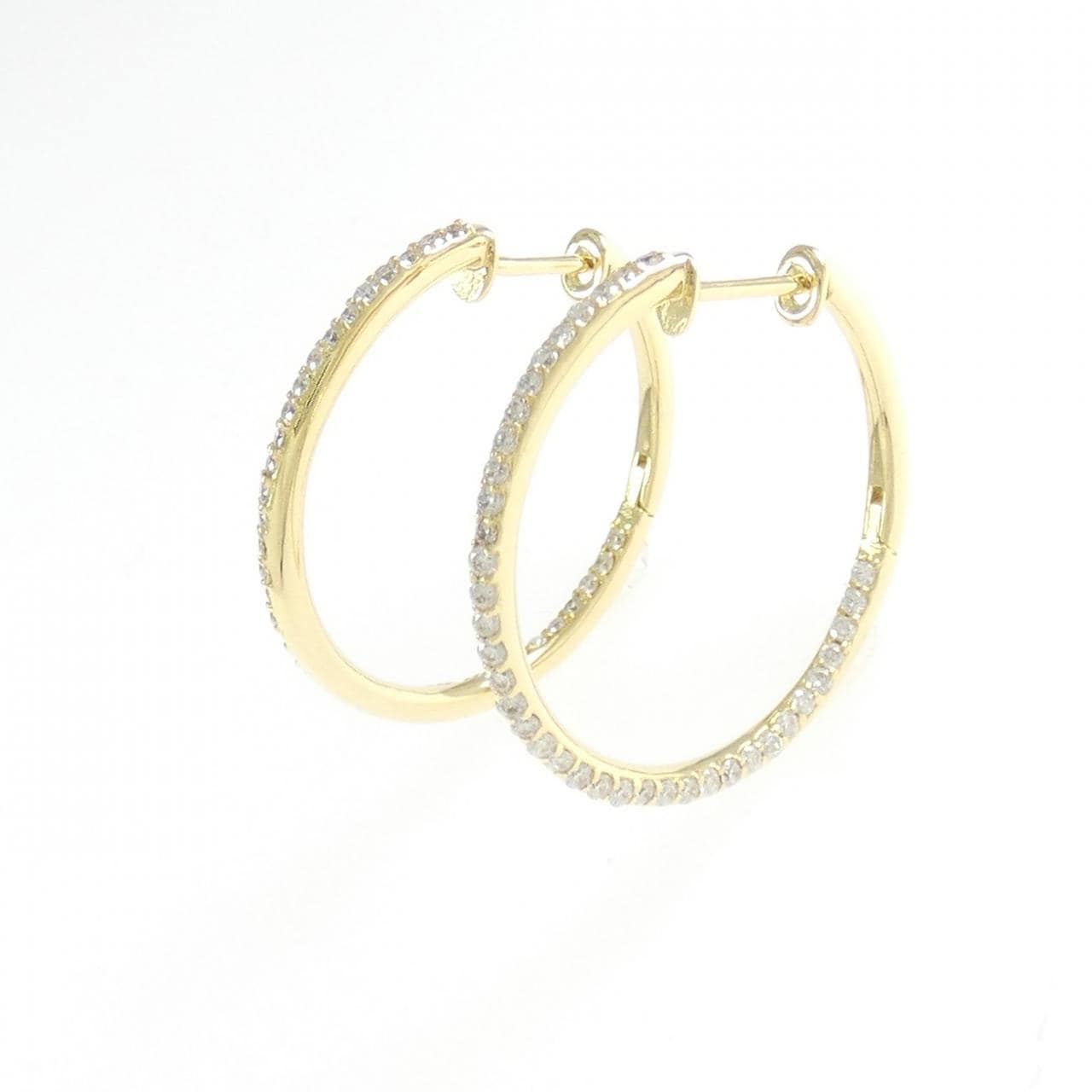 K18YG ダイヤモンド フープ ピアス 0.50CT