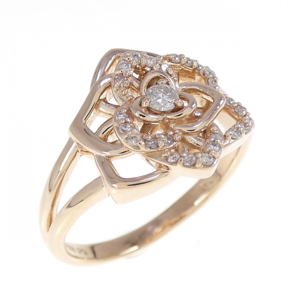 K18PG フラワー ダイヤモンド リング 0.15CT