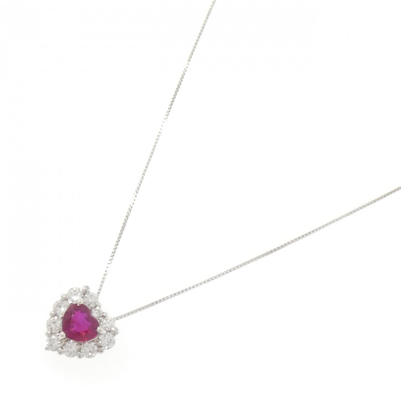 PT900/PT850 ハート ルビー ネックレス 1.005CT