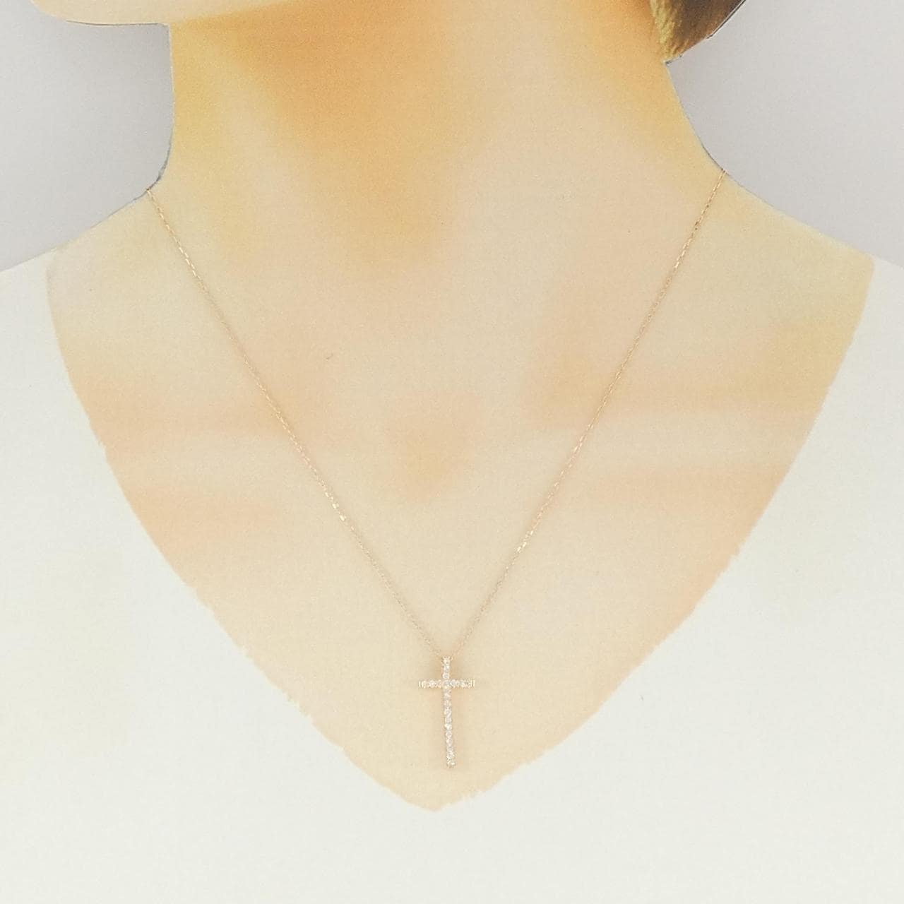 K18PG クロス ダイヤモンド ネックレス 0.20CT