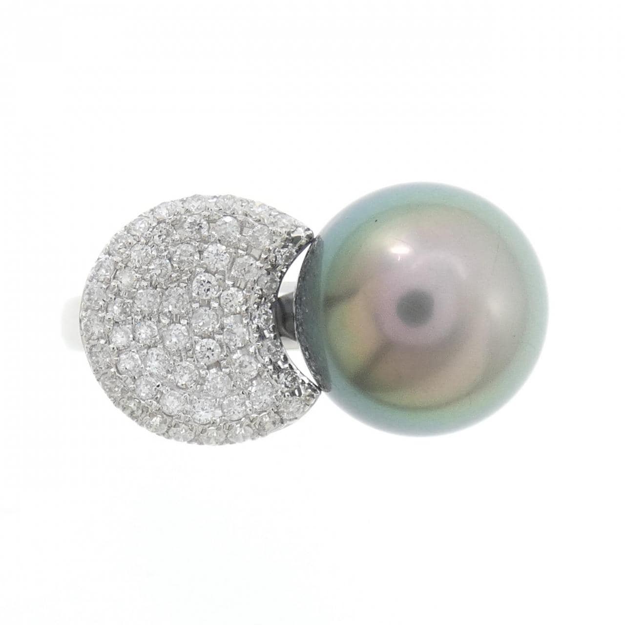 K18WG 黒蝶パール リング 12.2mm