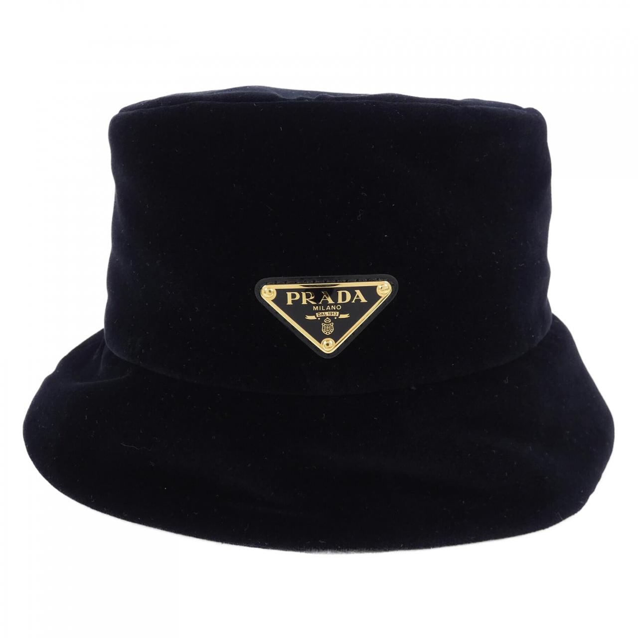 プラダ PRADA トライアングルロゴ ベルベット バケットハット 1HC137 068 ハット