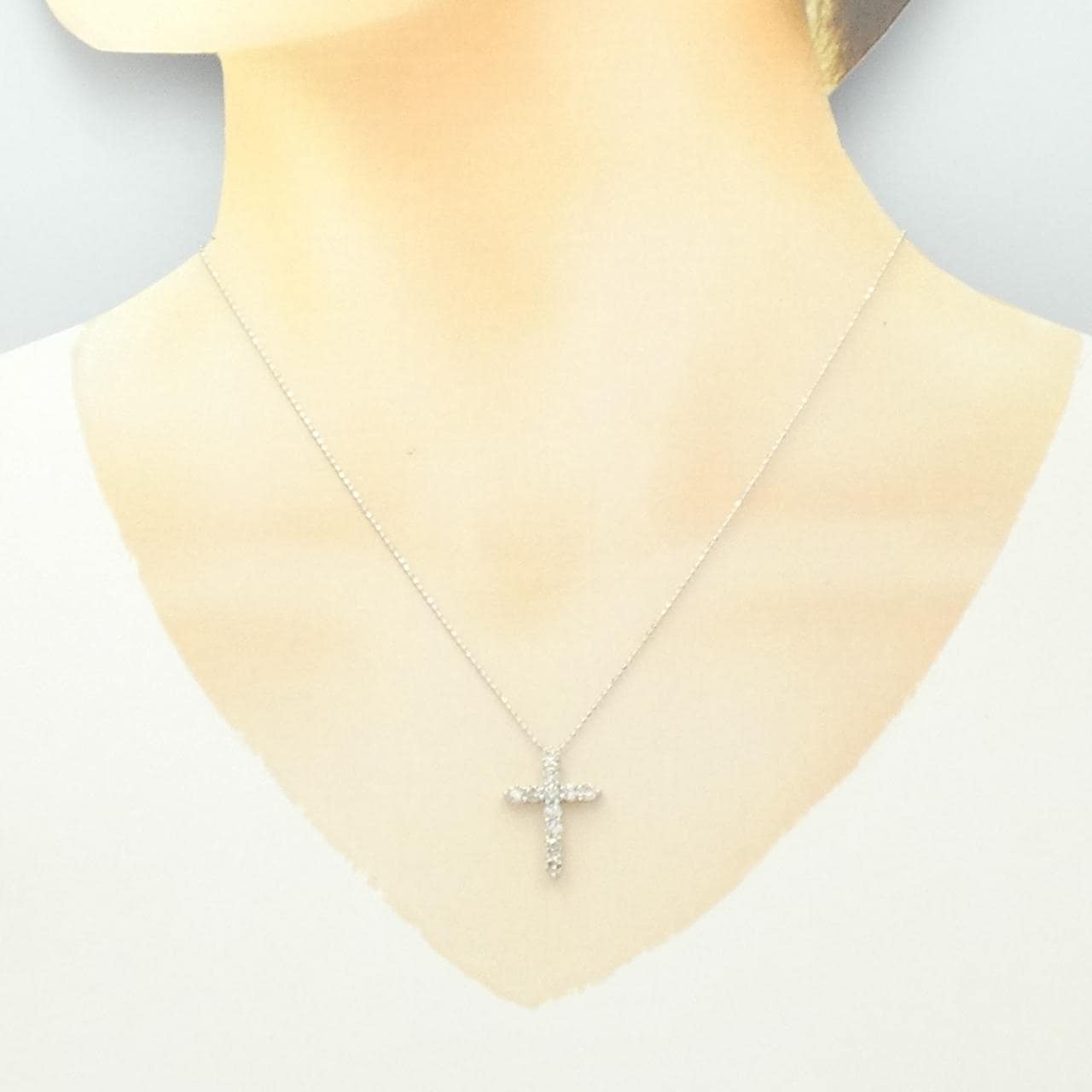 K18WG クロス ダイヤモンド ネックレス 1.00CT