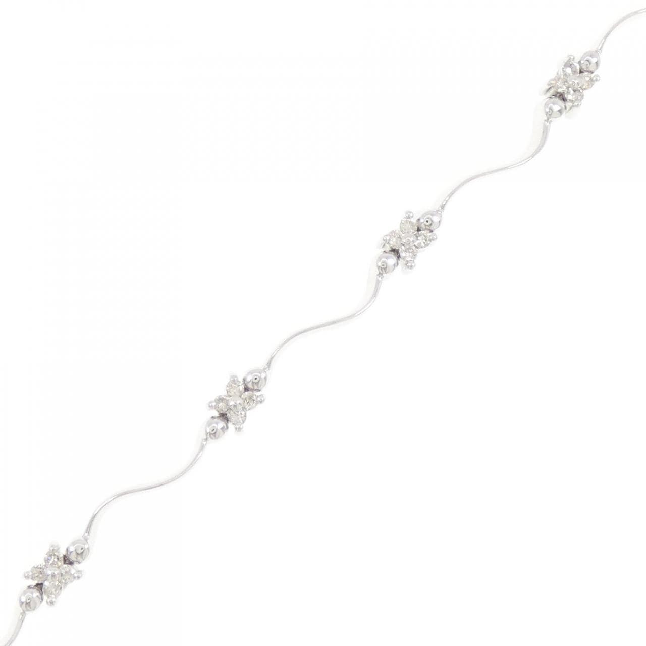 K18WG Flower Diamond Bracelet 0.35CT