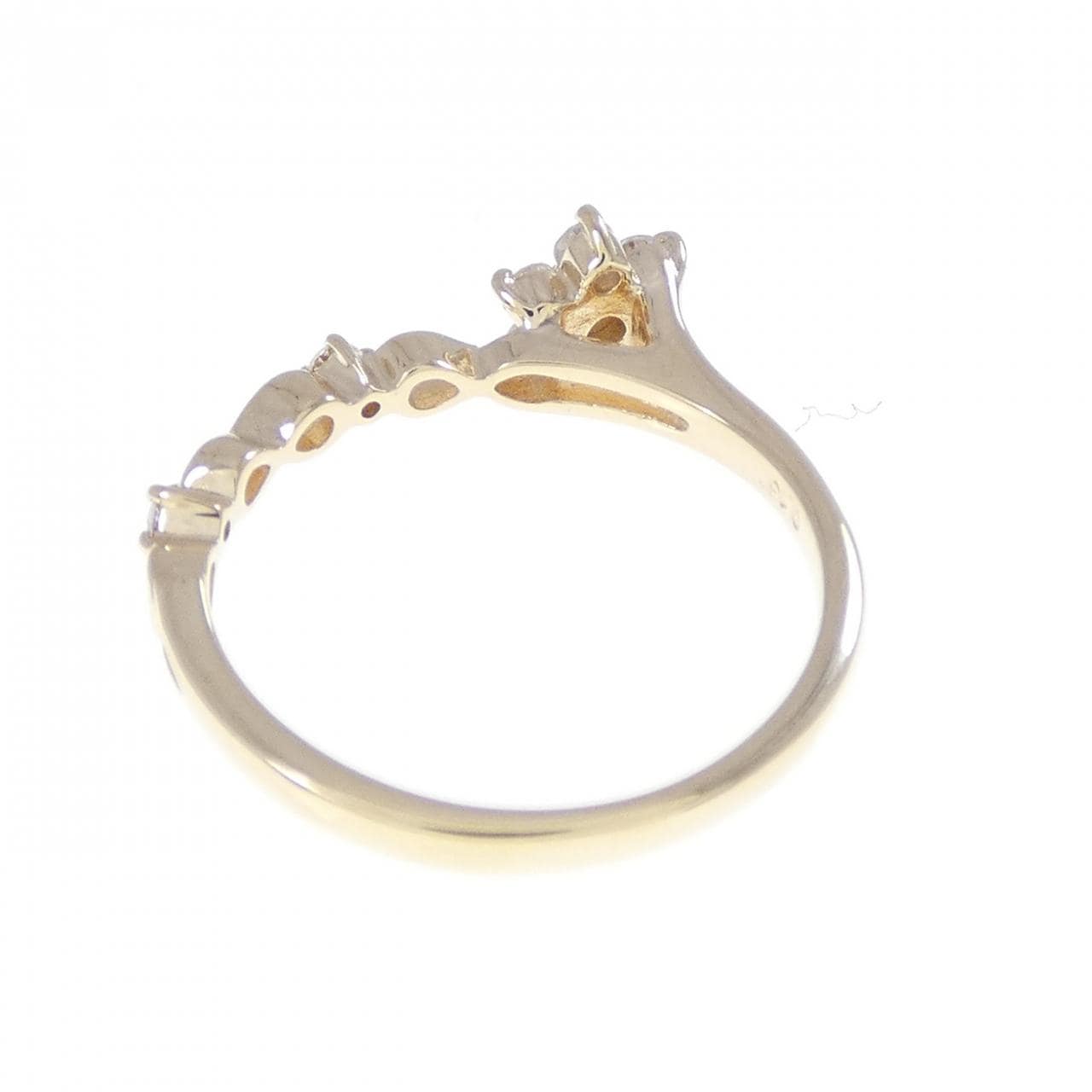 K10YG フラワー ダイヤモンド ピンキーリング 0.13CT