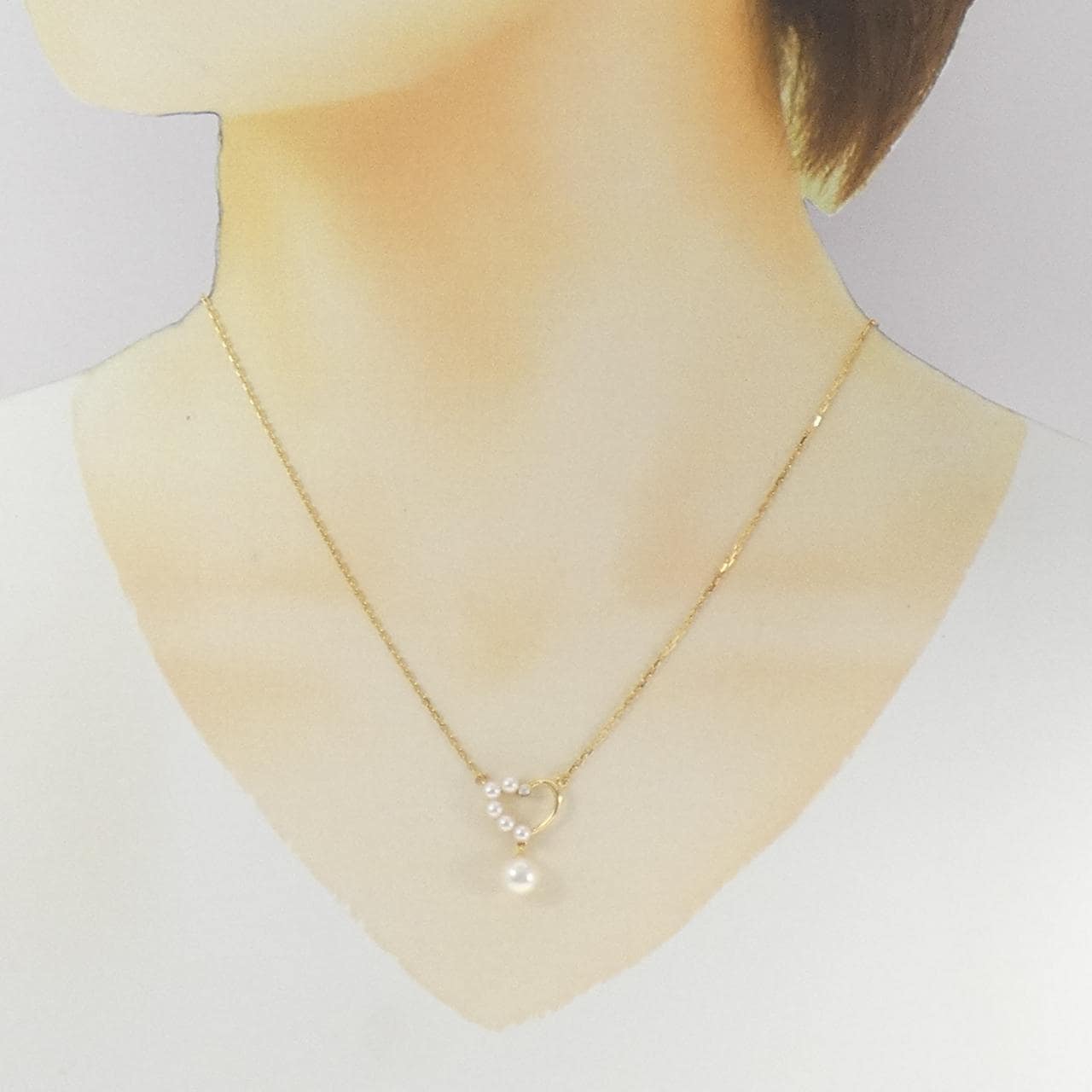 K18YG ハート アコヤパール ネックレス