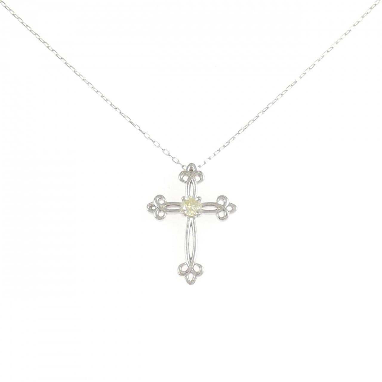 PT950/PT850 クロス ダイヤモンド ネックレス 0.10CT