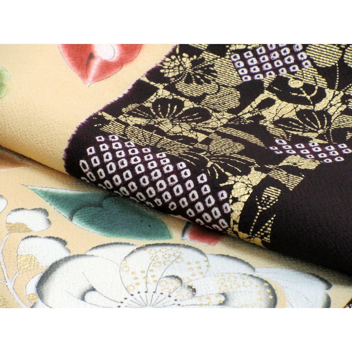 振袖　友禅金彩加工　絞り入