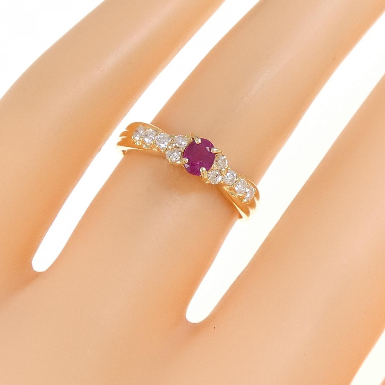K18YG ルビー リング 0.34CT