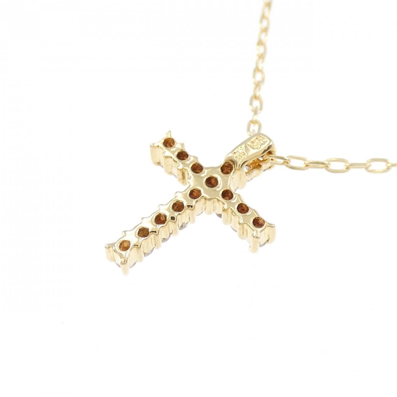K18YG クロス ダイヤモンド ネックレス 0.15CT