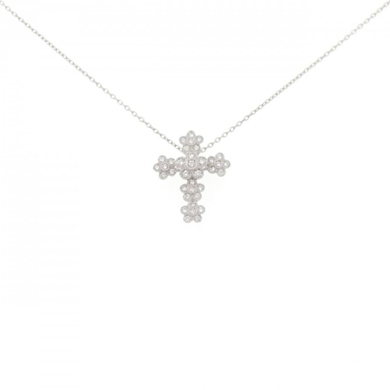 PT900/PT850 フラワー ダイヤモンド ネックレス 0.21CT