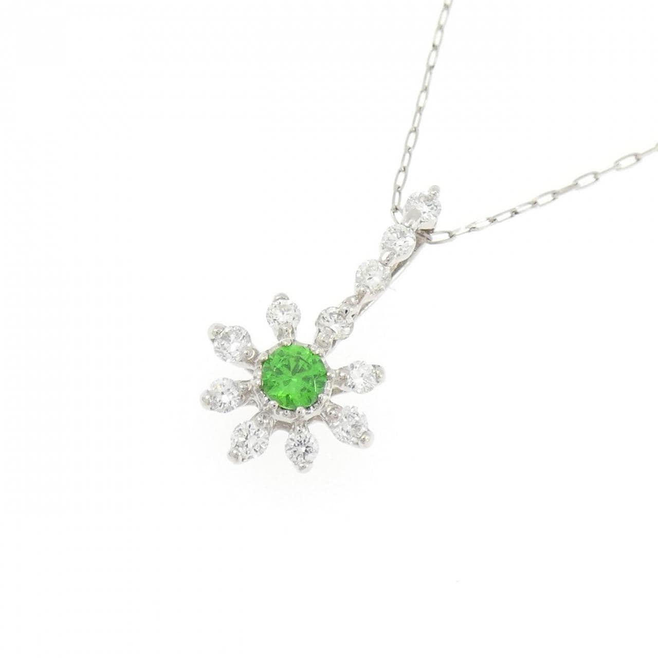 PT900/PT850 デマントイドガーネット ネックレス 0.13CT