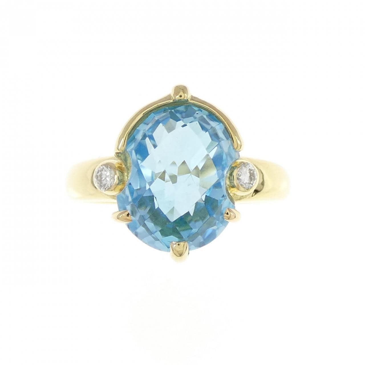 K18YG ブルートパーズ リング 4.86CT