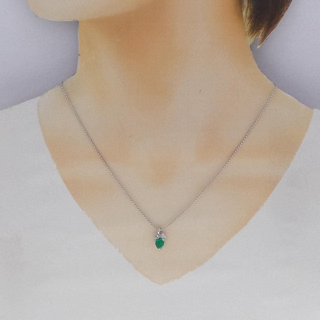 PT900/PT850 エメラルド ネックレス 0.85CT