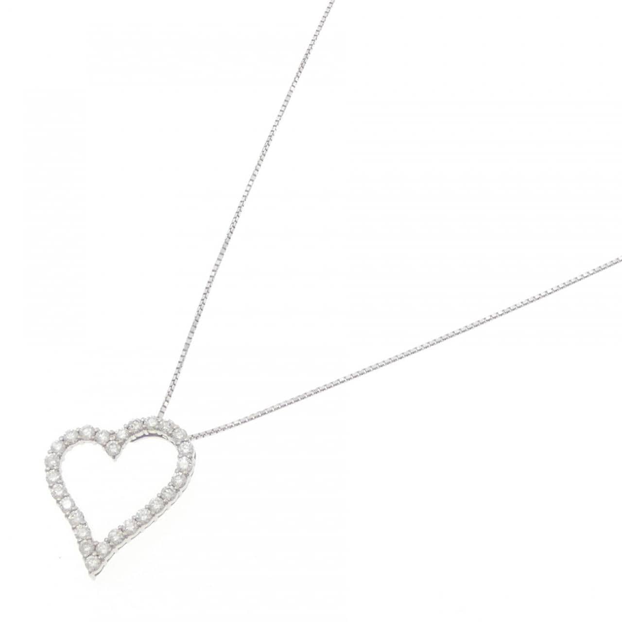 K18WG ハート ダイヤモンド ネックレス 0.83CT