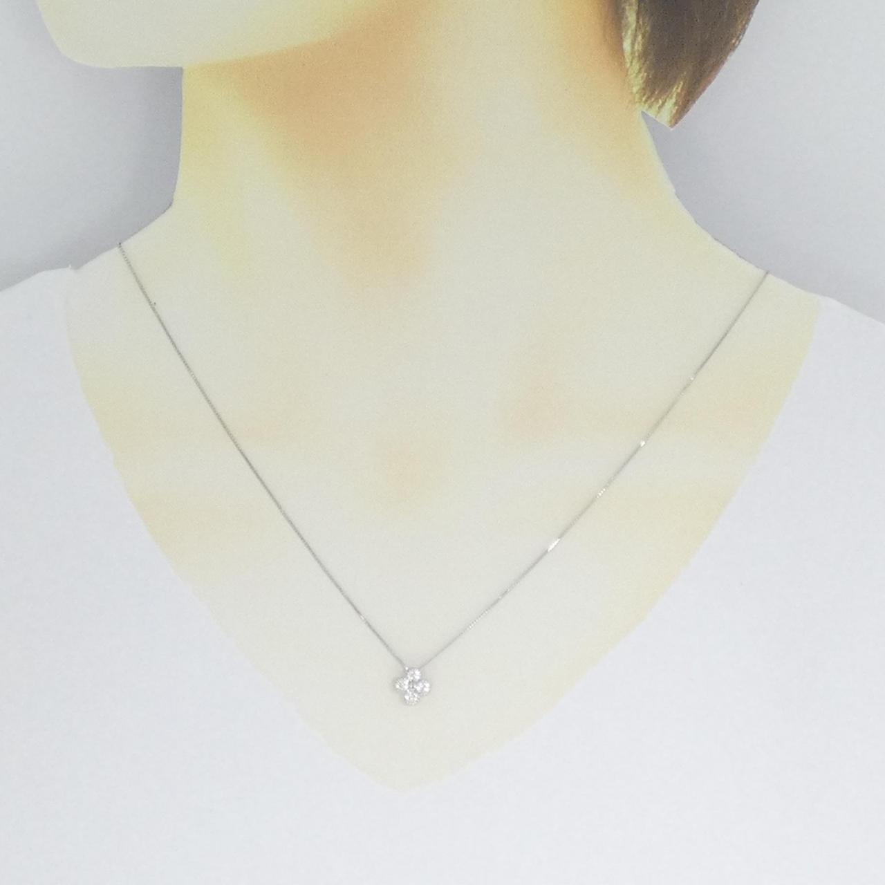 【新品】PT900/PT850 フラワー ダイヤモンド ネックレス 0.252CT