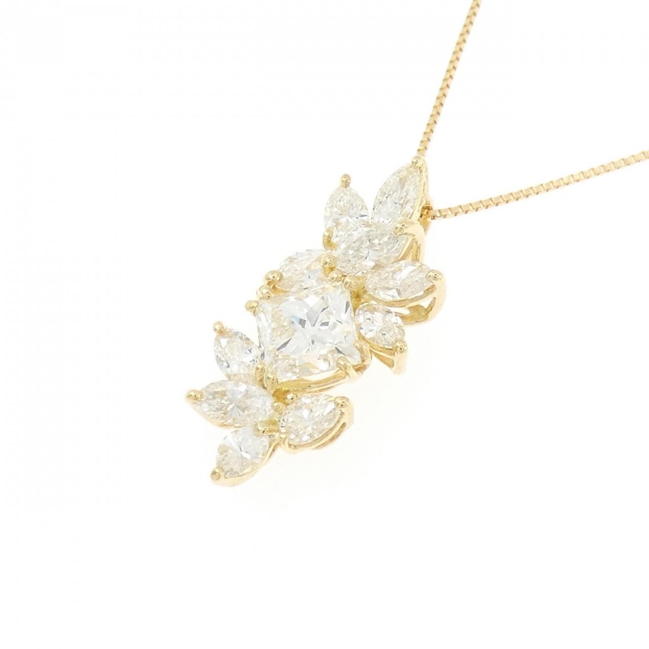 750YG/K18YG ダイヤモンド ネックレス 1.006CT I VS1 ファンシーカット