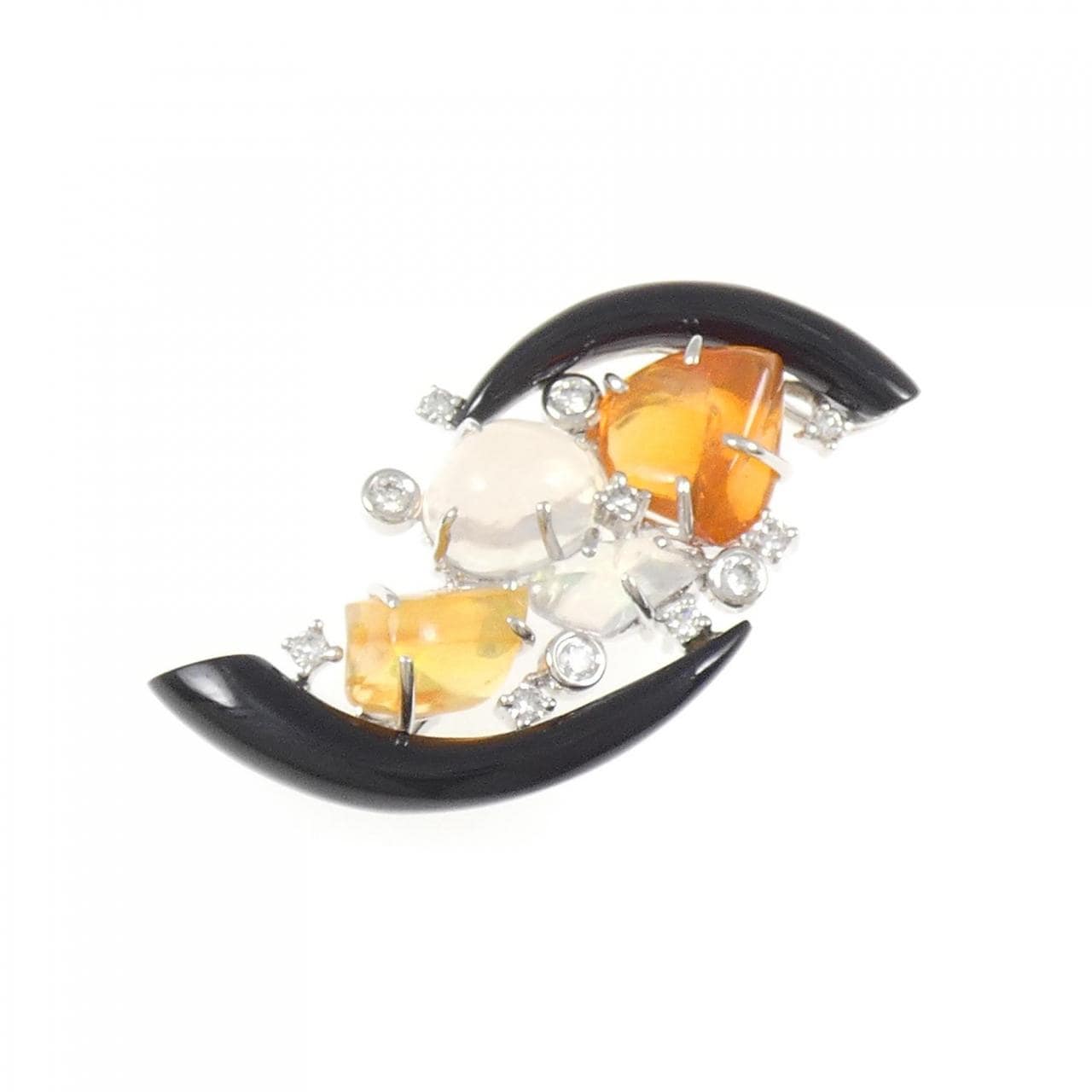 K18WG カラーストーン ブローチ