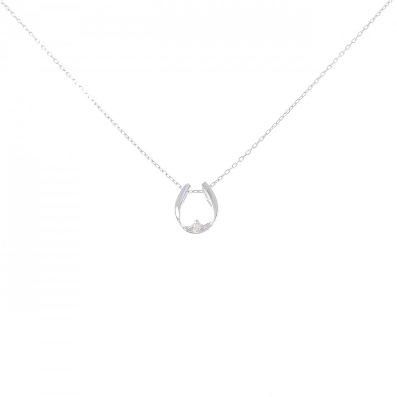 K10WG ホースシュー ダイヤモンド ネックレス 0.01CT