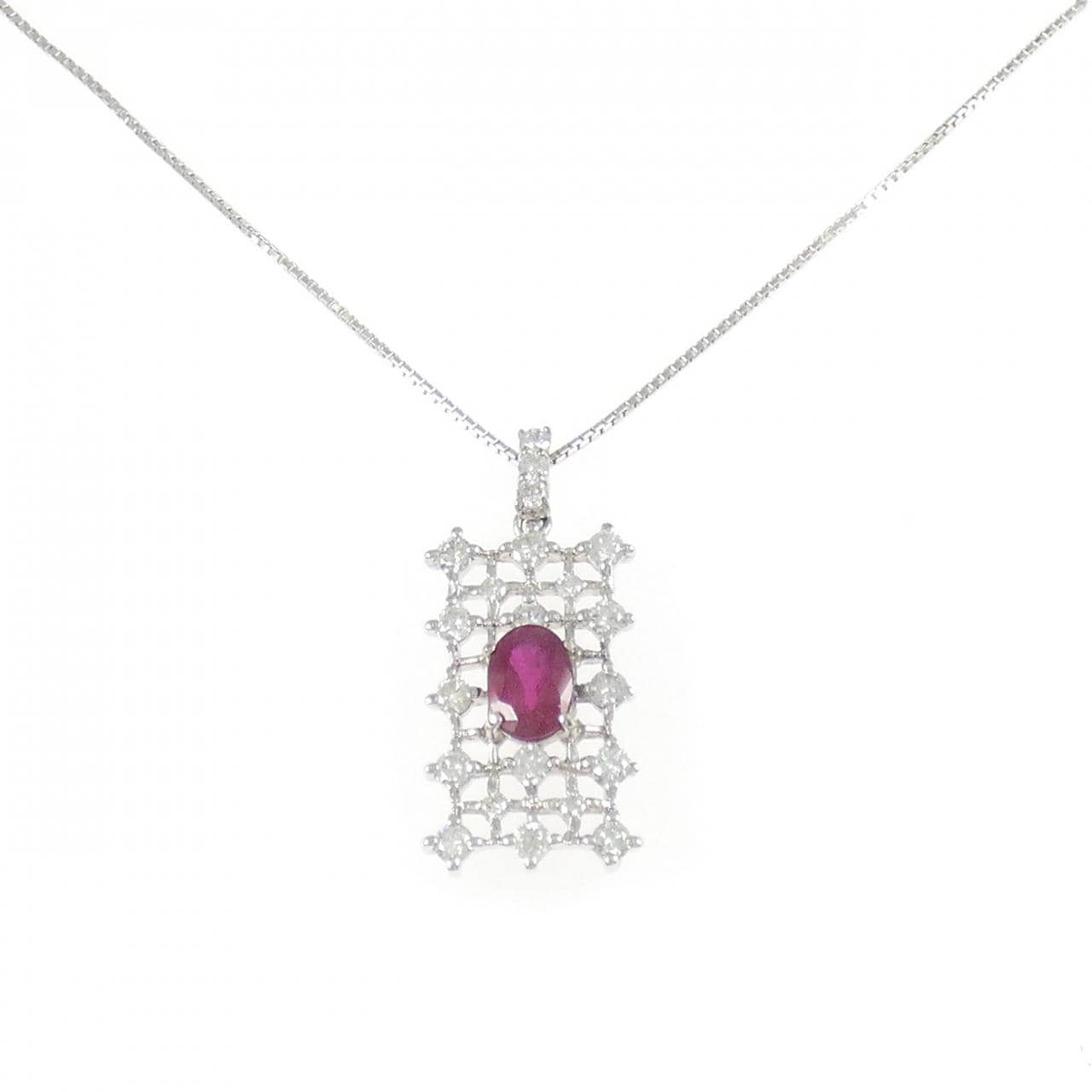 K18WG ルビー ネックレス 1.05CT