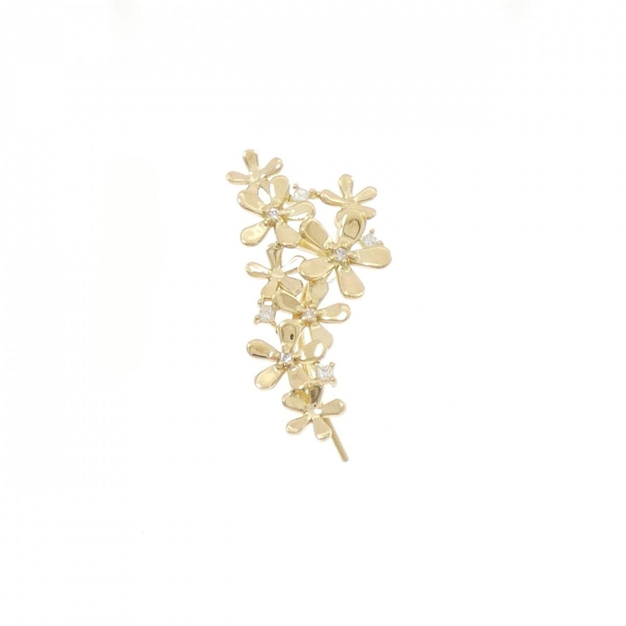 アーカー フラワー ダイヤモンド ピアス 0.11CT 片耳