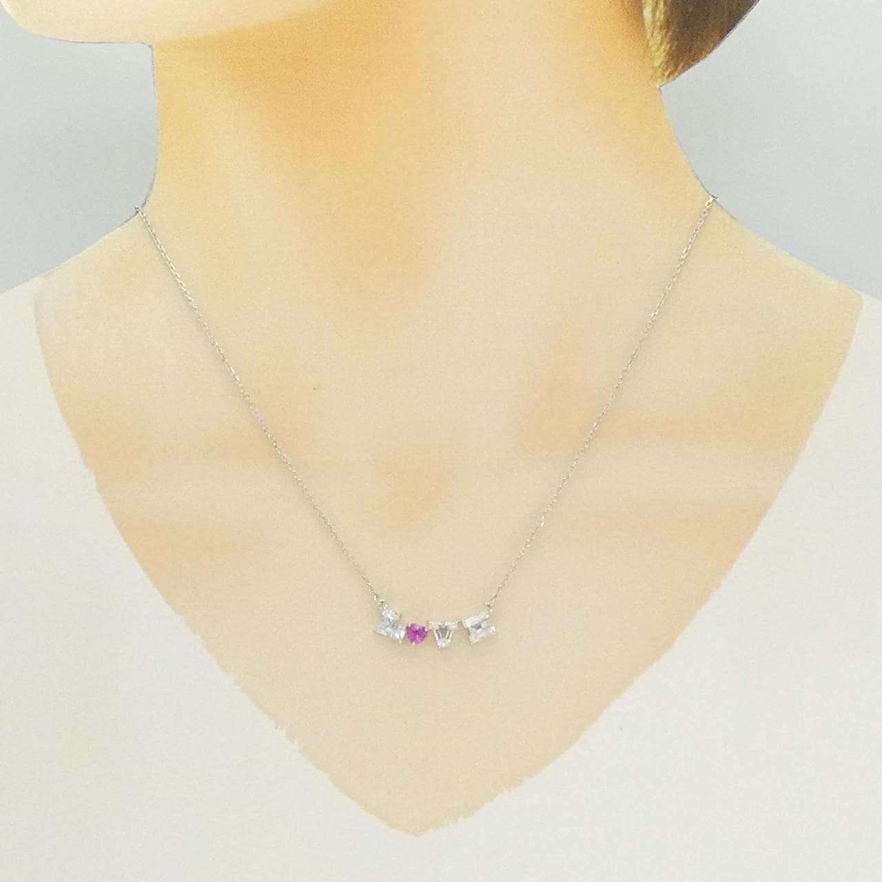 K18WG サファイヤ ネックレス 0.36CT