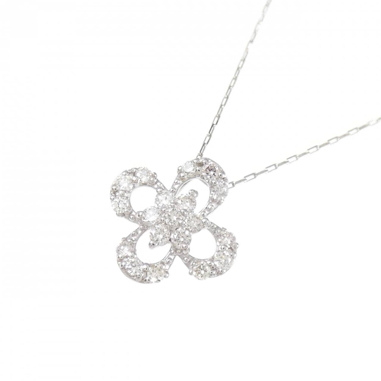 【新品】PT900/PT850 フラワー ダイヤモンド ネックレス 0.15CT