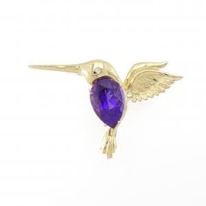 18KYG バード アメジスト ブローチ 3.25CT