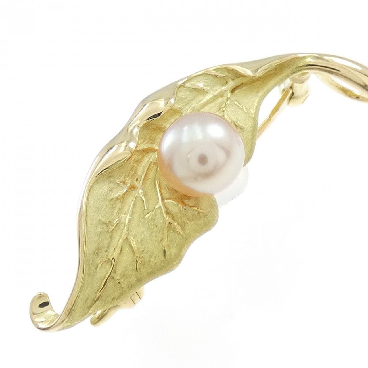 K18YG 淡水パール ブローチ