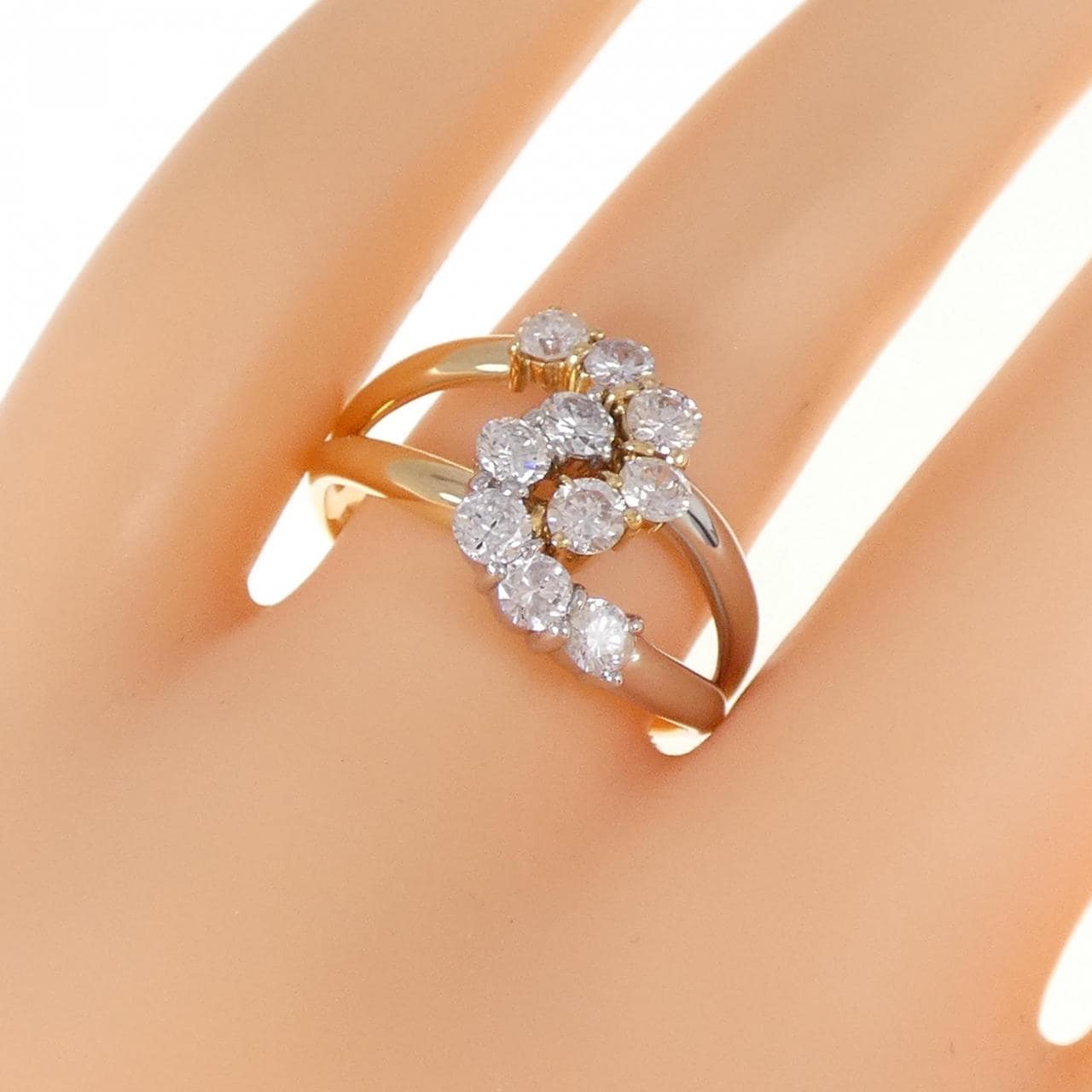 K18YG/PT ダイヤモンド リング 1.05CT