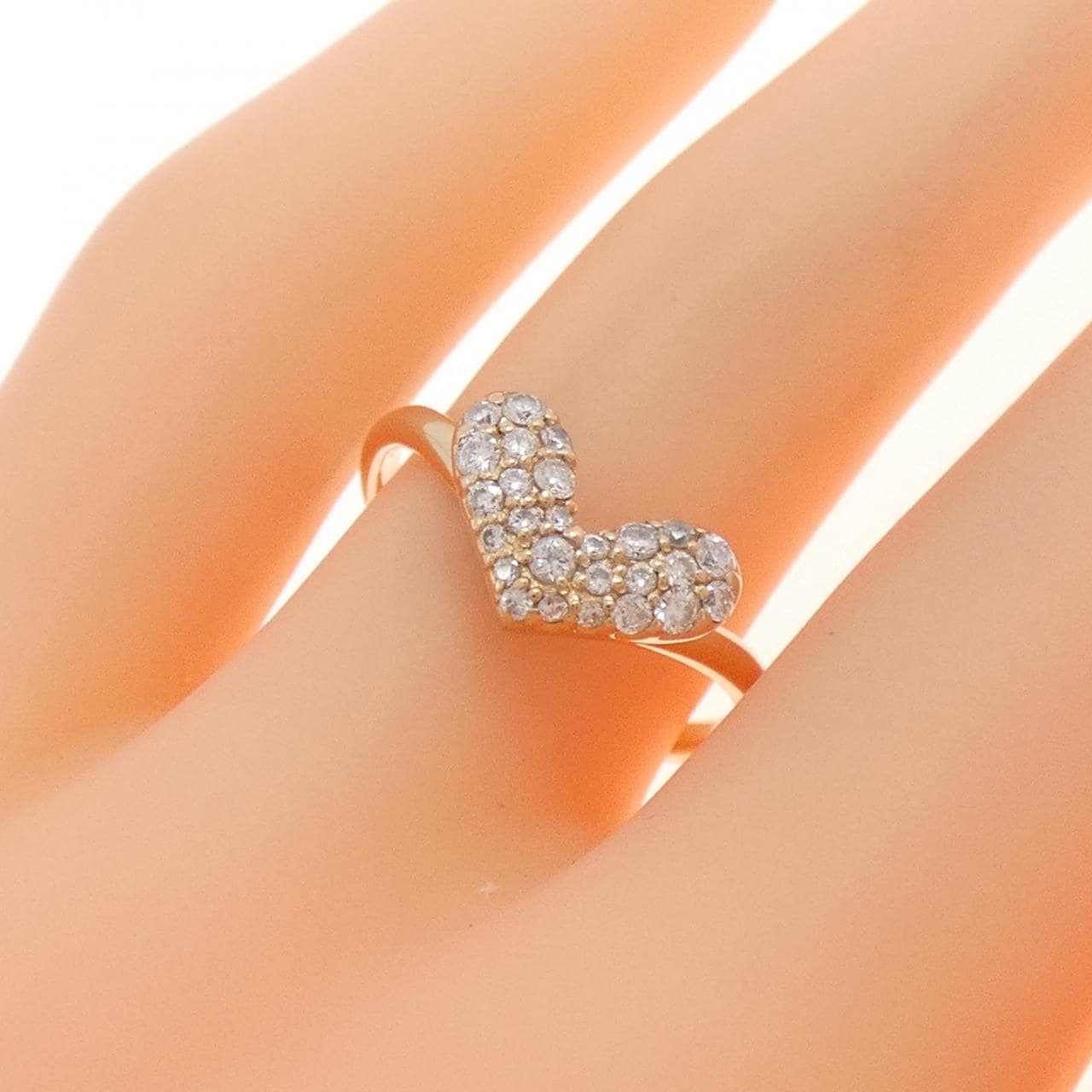 K18PG ハート ダイヤモンド リング 0.28CT