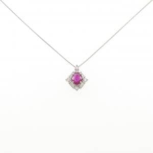 PT900/PT850 ルビー ネックレス 0.64CT