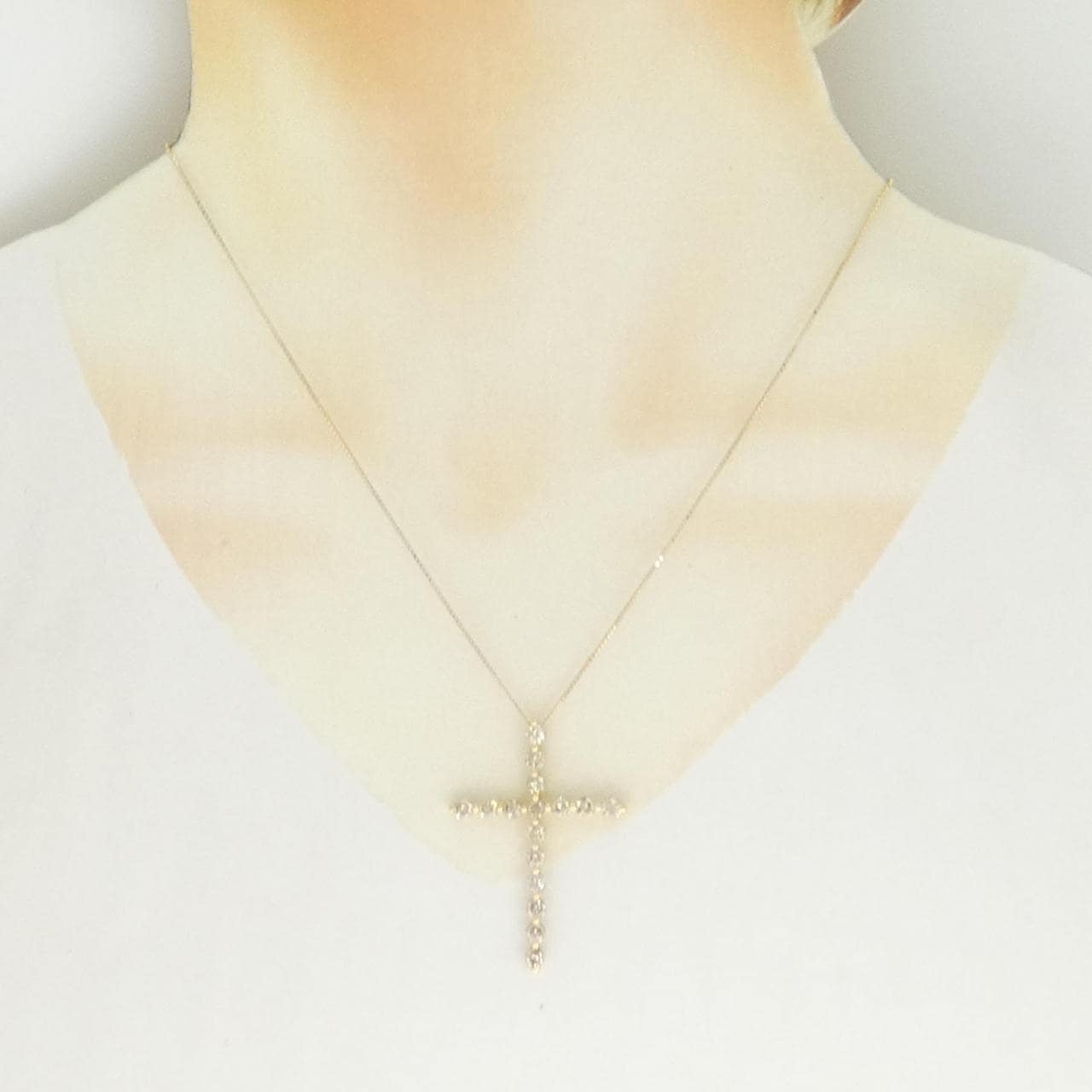 K18YG クロス ダイヤモンド ネックレス 2.30CT