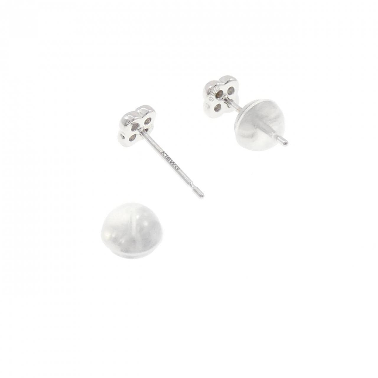 K18WG フラワー ダイヤモンド ピアス 0.12CT