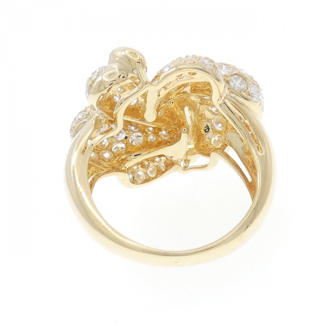 18K鍍金密鑲鑽石戒指，1.11克拉