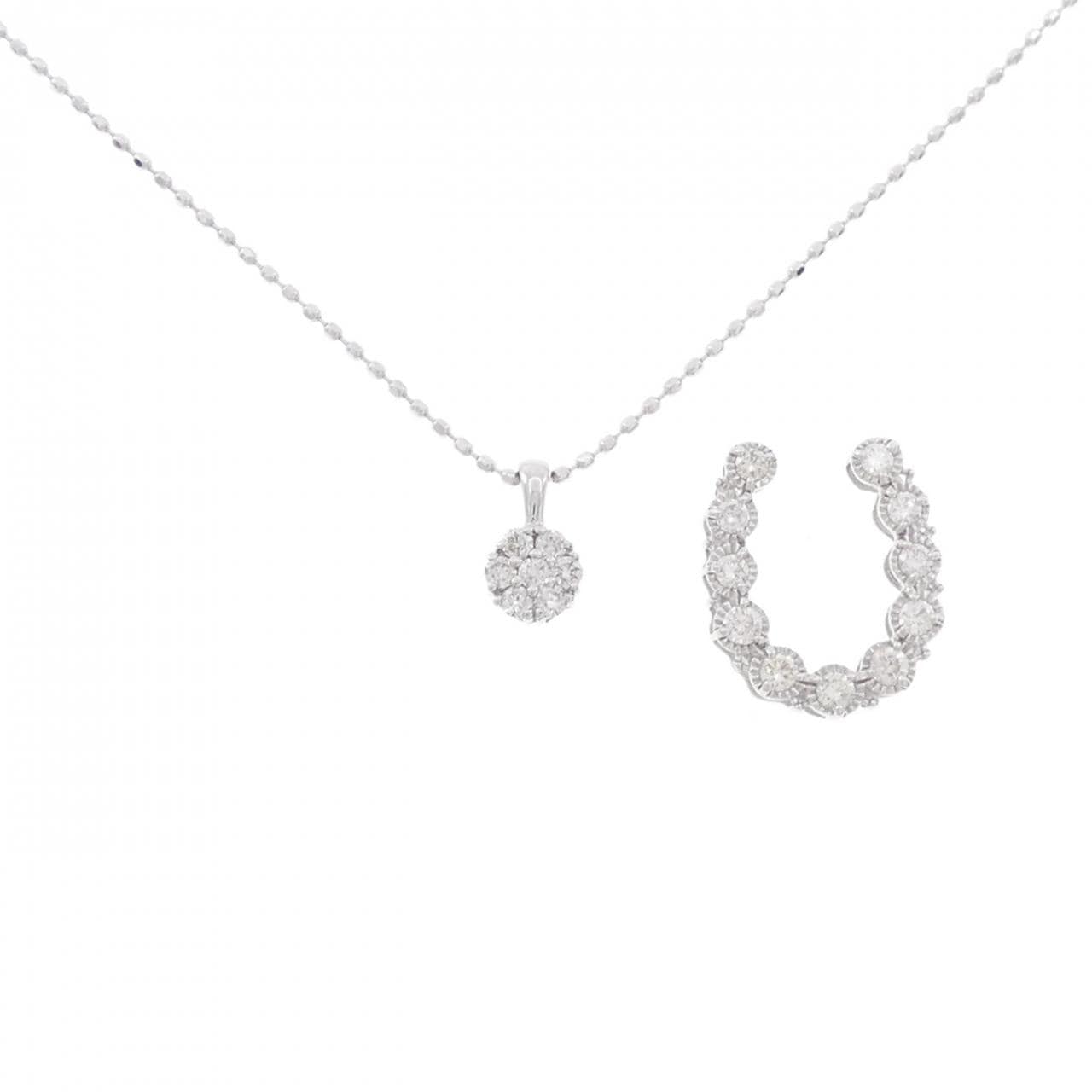 K18WG 2WAY Diamond Necklace 0.06CT