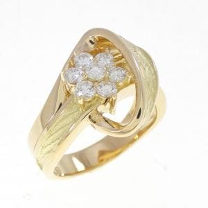 K18YG フラワー ダイヤモンド リング 0.44CT