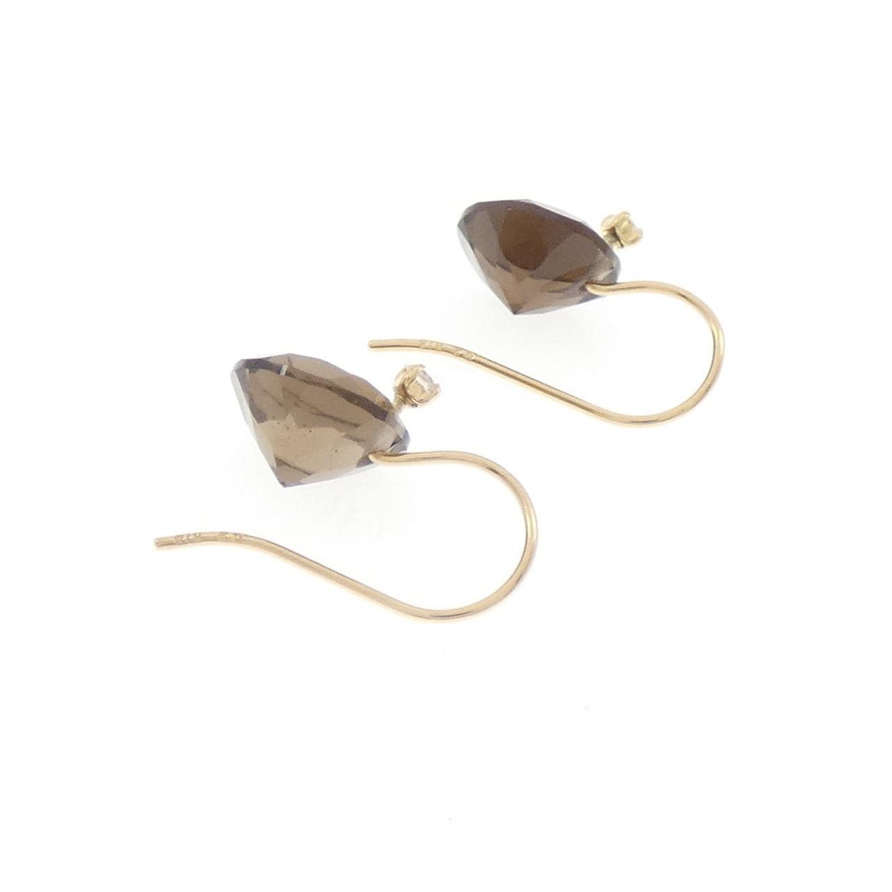 K18YG スモーキークオーツ ピアス