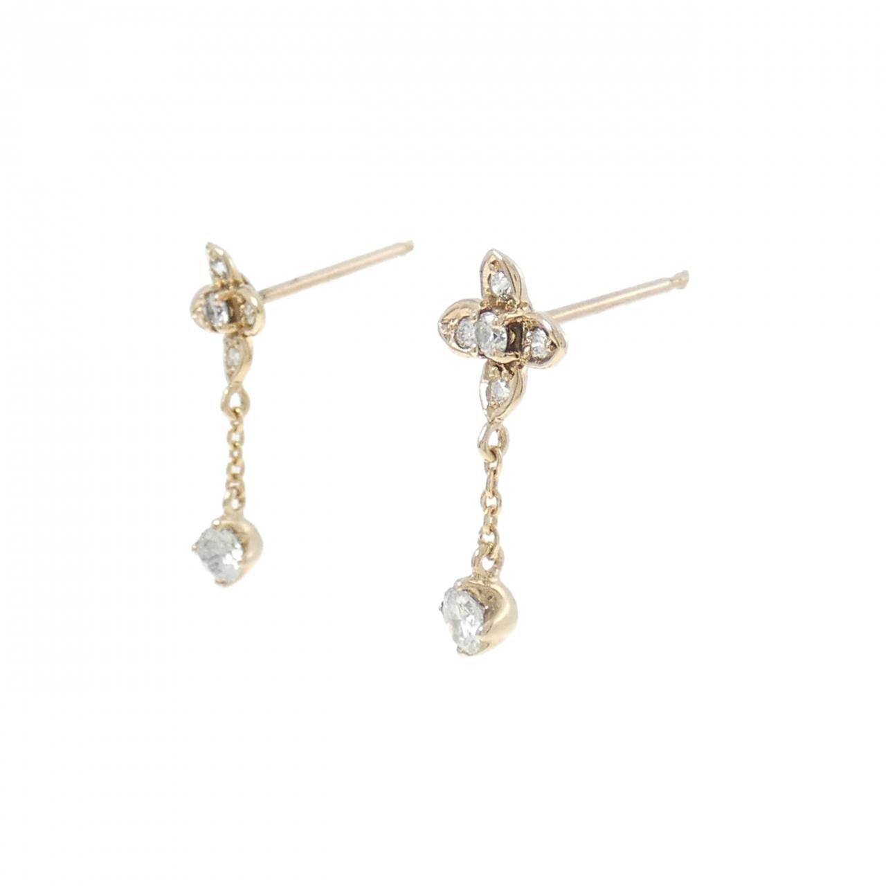 K18PG フラワー ダイヤモンド ピアス 0.24CT
