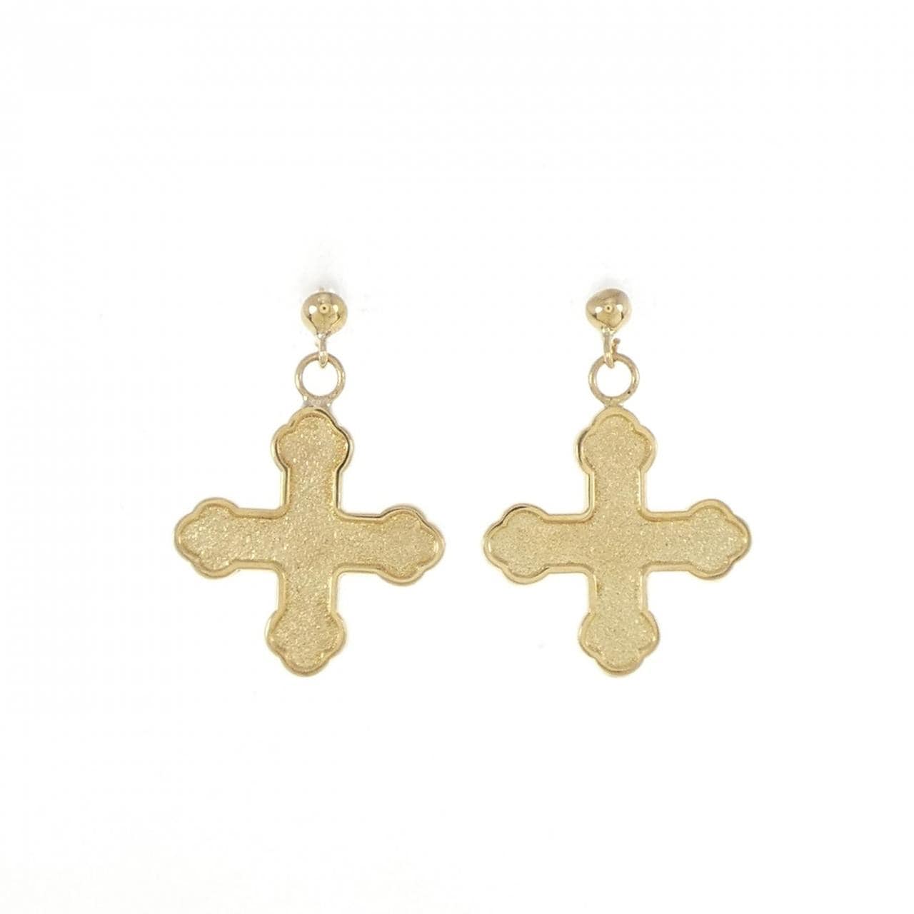 K18YG cross earrings