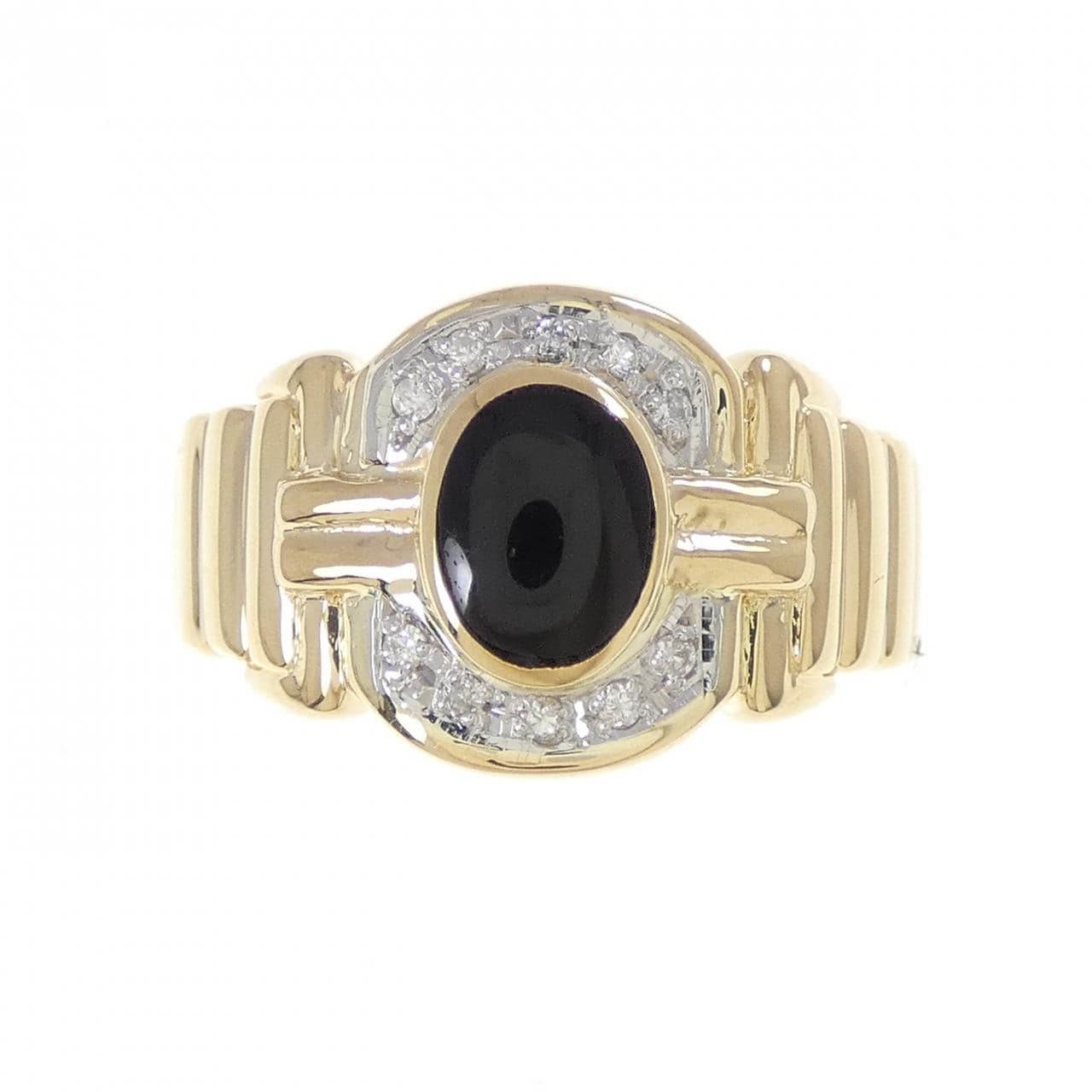 K18YG/PT900 オニキス リング