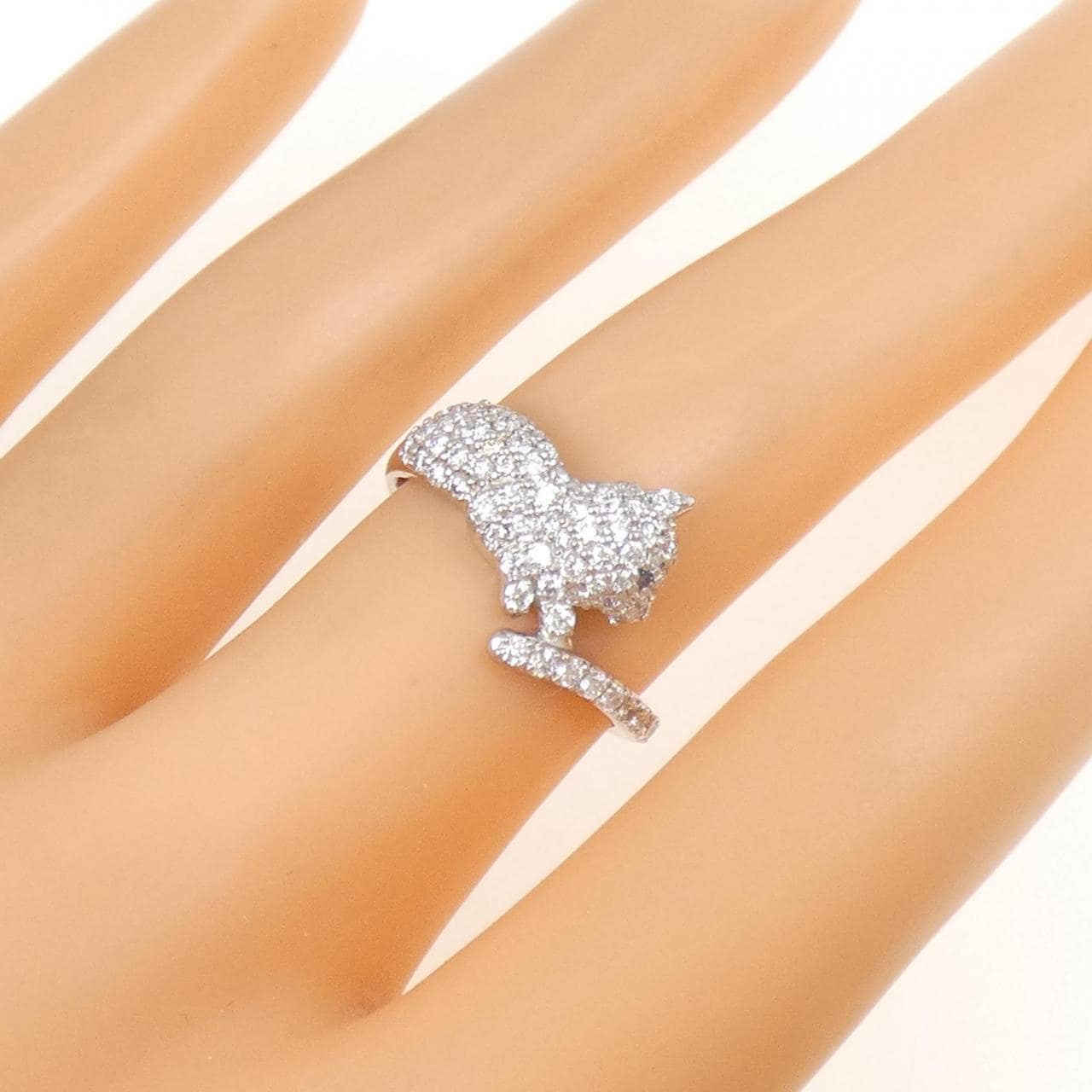 PT950 パヴェ キャット ダイヤモンド リング 0.61CT