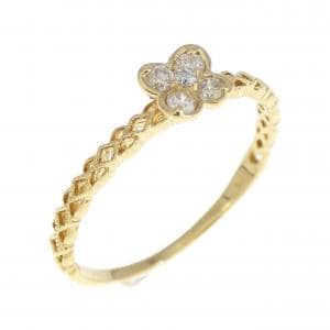 K18YG フラワー ダイヤモンド リング 0.10CT